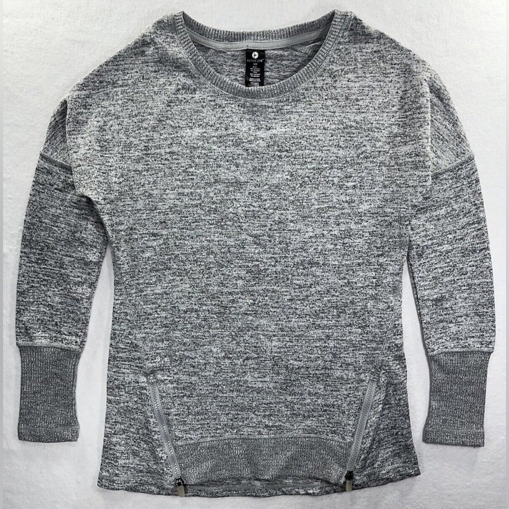 Active Life Heather Grey Long Sleeve Knit Crew Neck Pullover! Size Medium.
